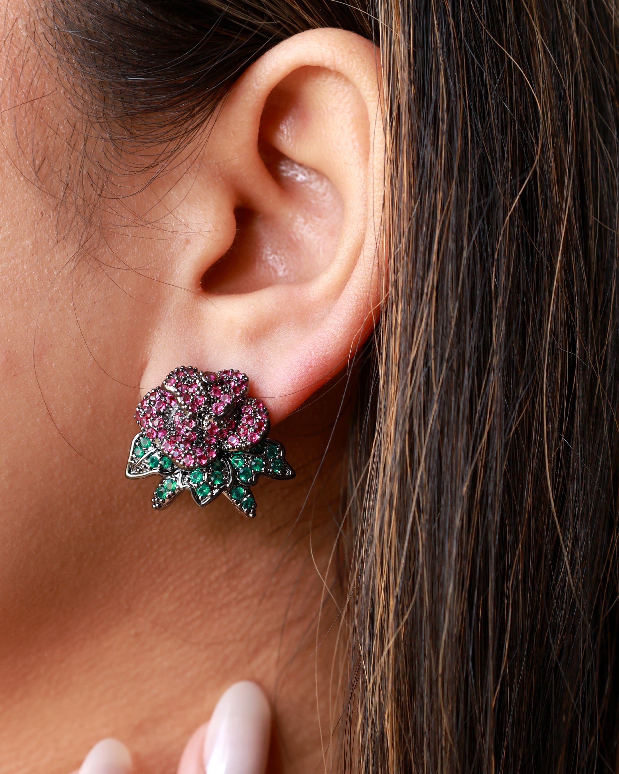 Jardin Rosé Silver Studs