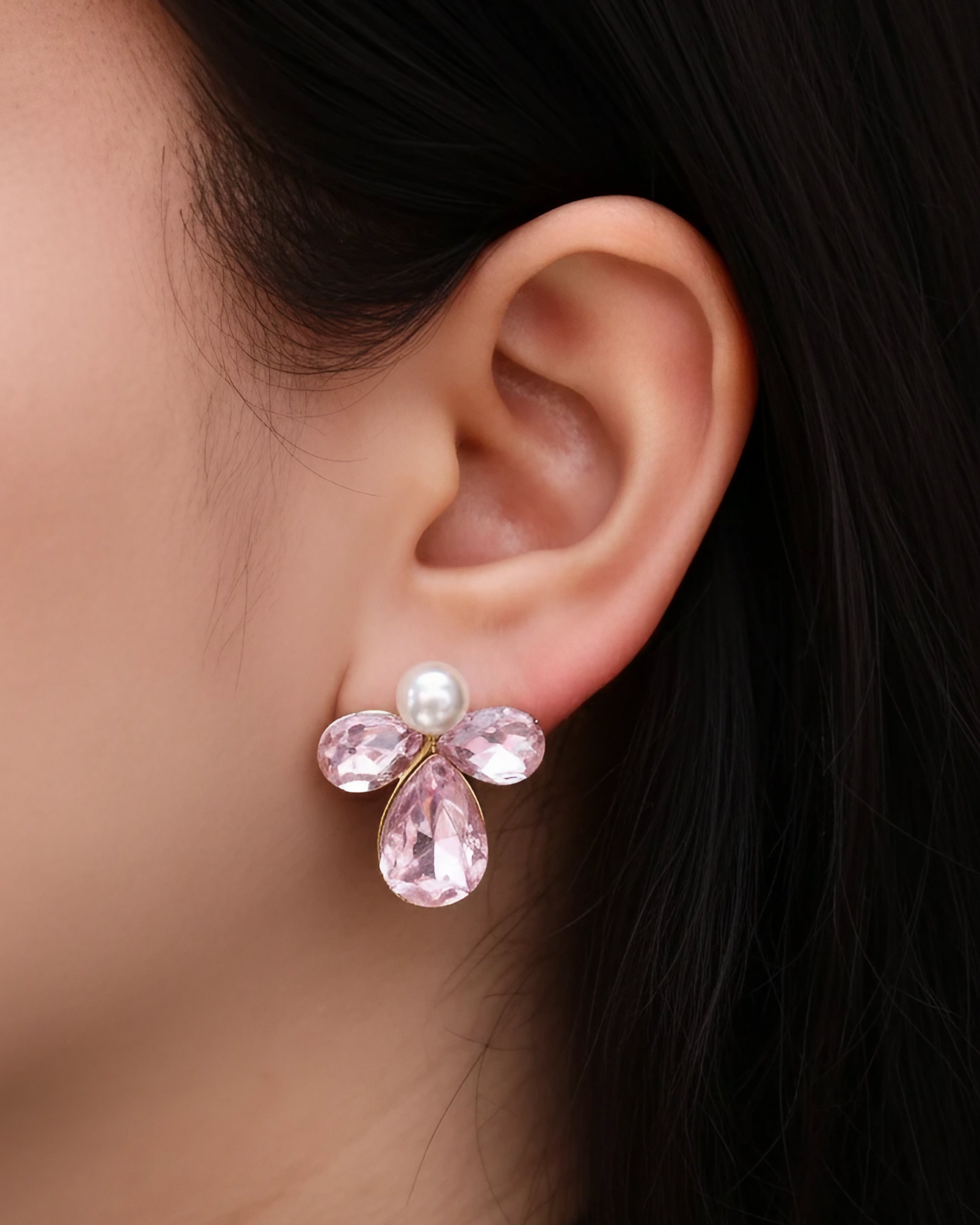 Pearl-Kissed Blush Drop Earrings