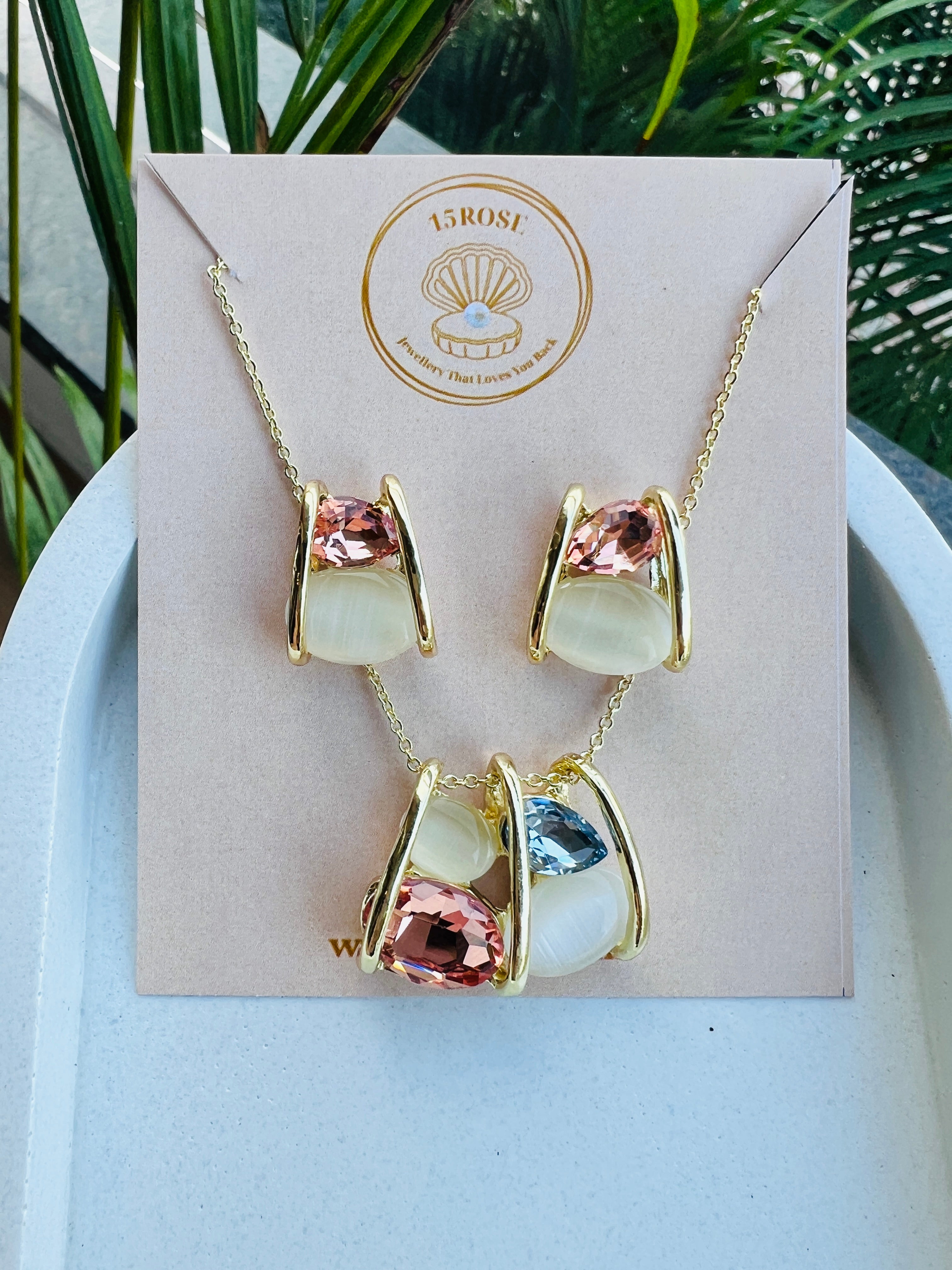 Opal Aura Pendant Set