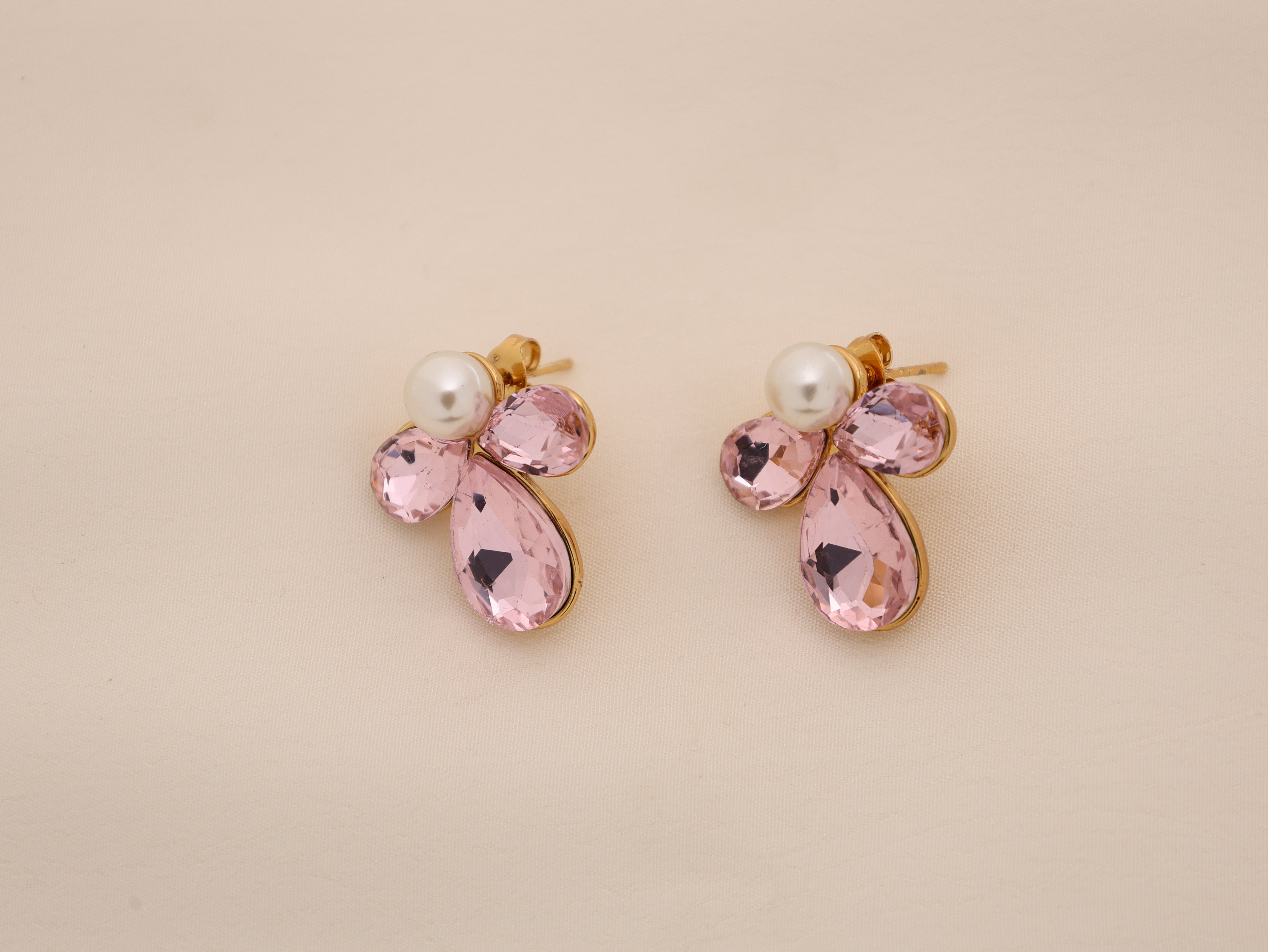 Pearl-Kissed Blush Drop Earrings