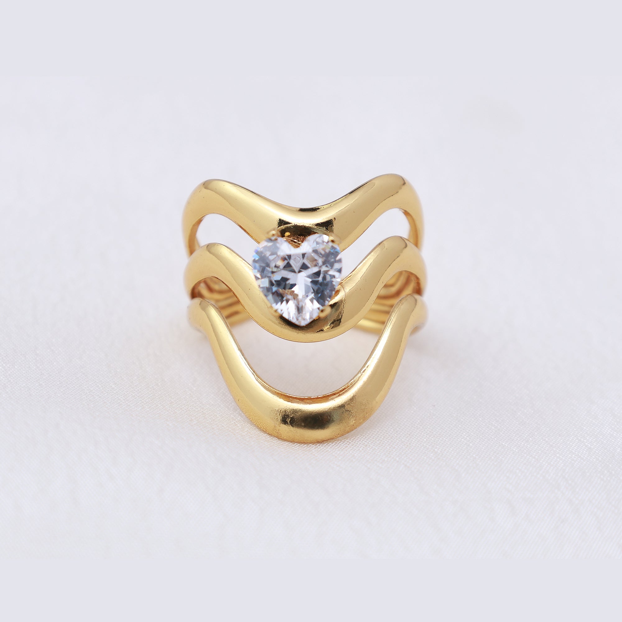 Triple Wave Gold-Plated Ring