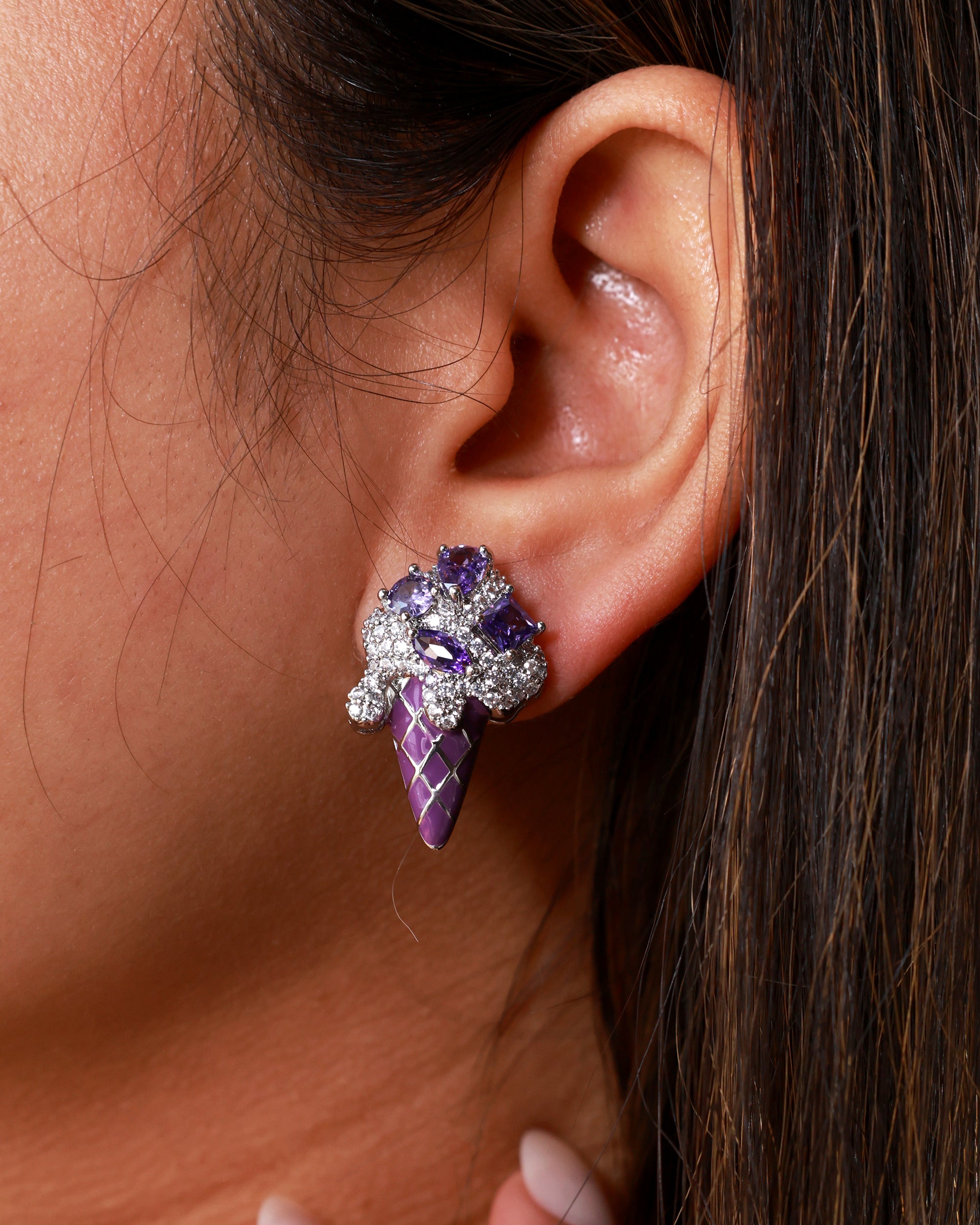 Amethyst Gelato Moissanite Studs