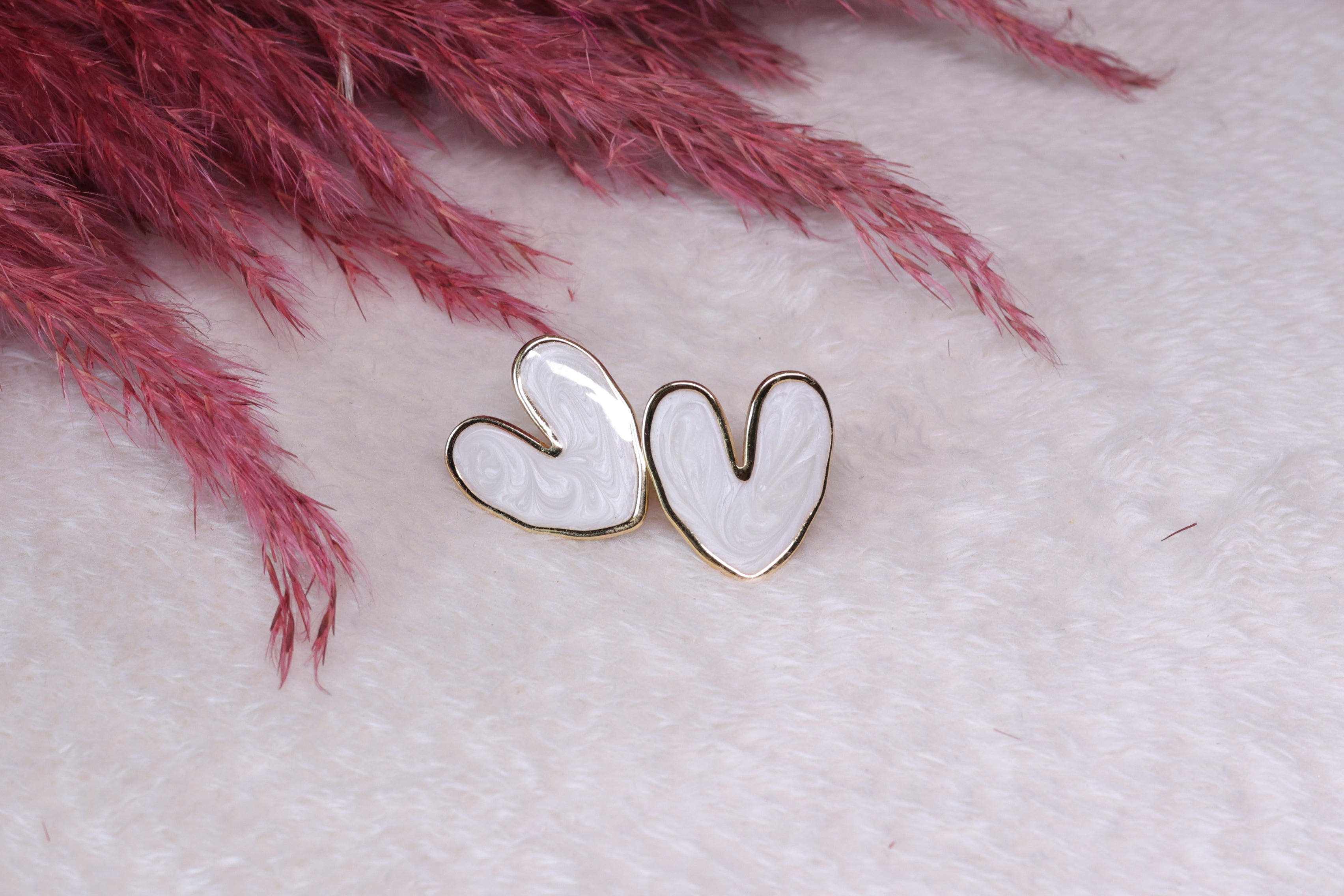 Opal Heart Studs