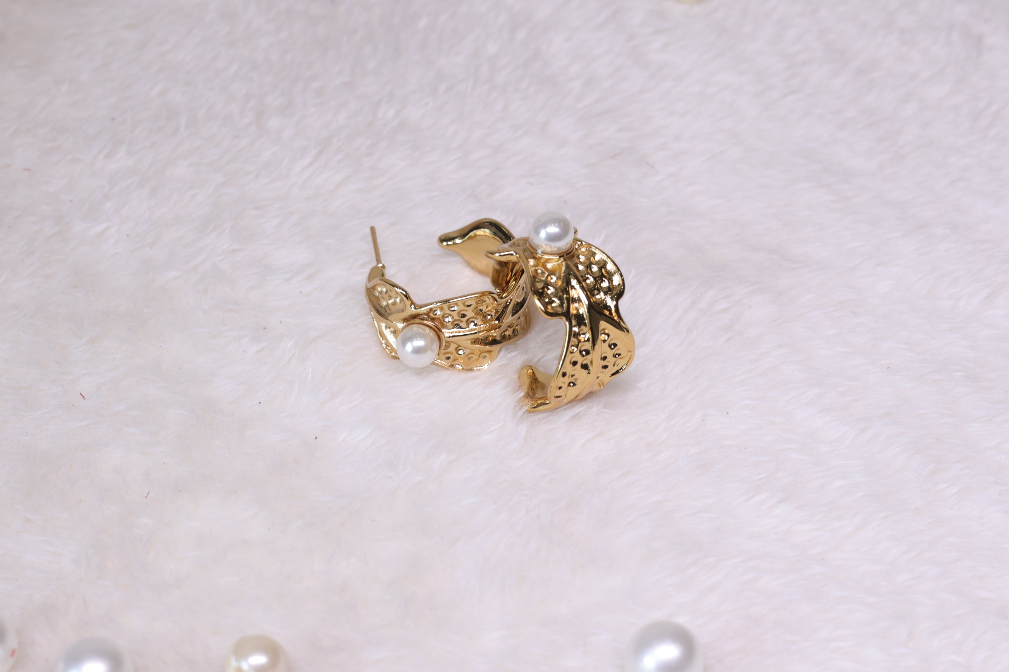 Pearl-Kissed Gold Hoops