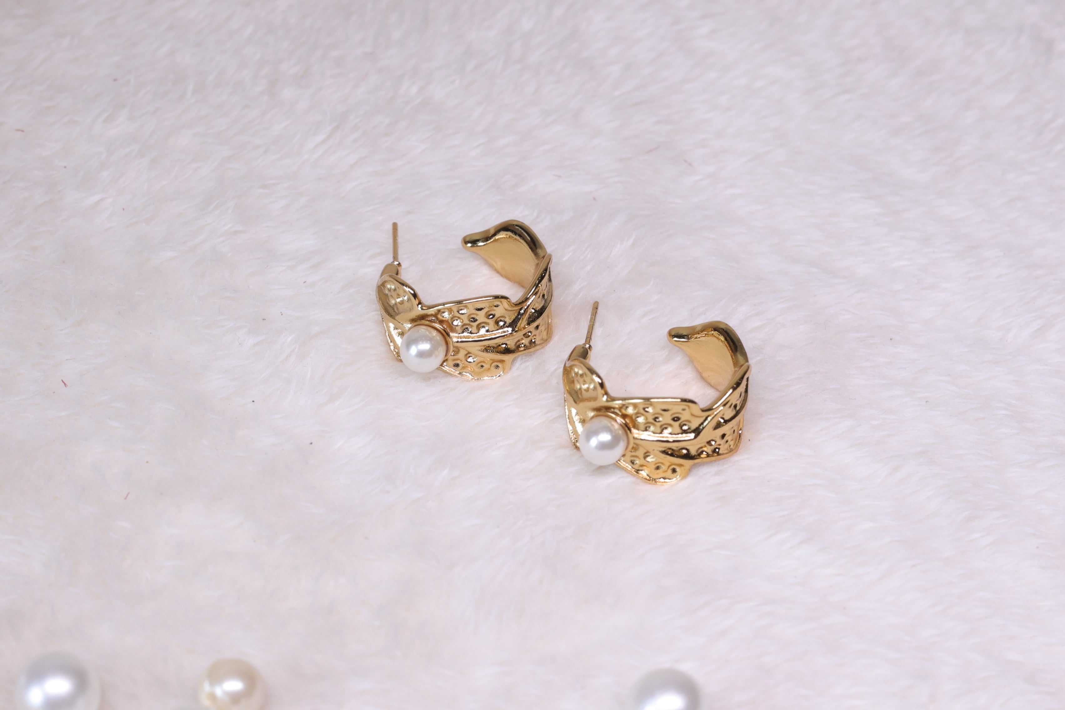 Pearl-Kissed Gold Hoops