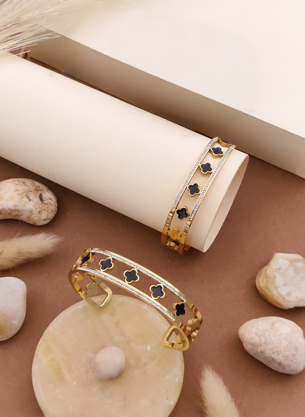 Midnight Clover Cuff