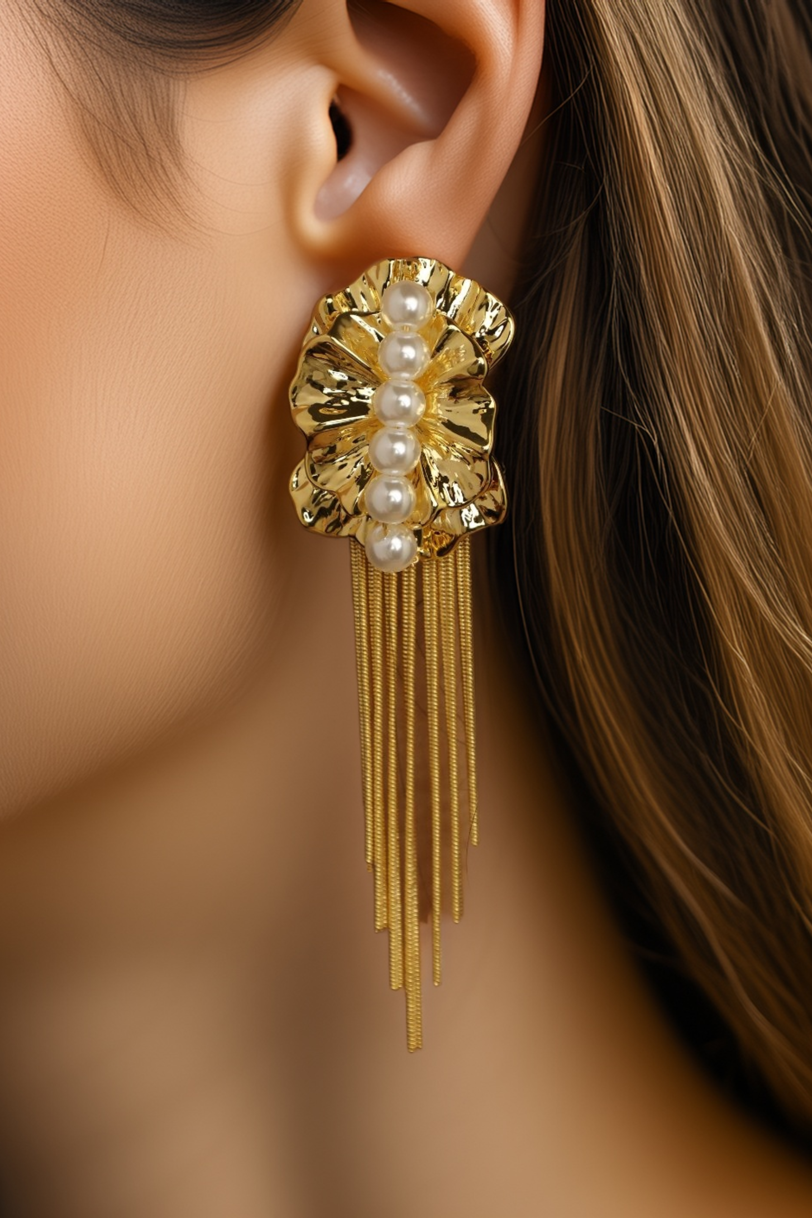 Golden Cascade Danglers