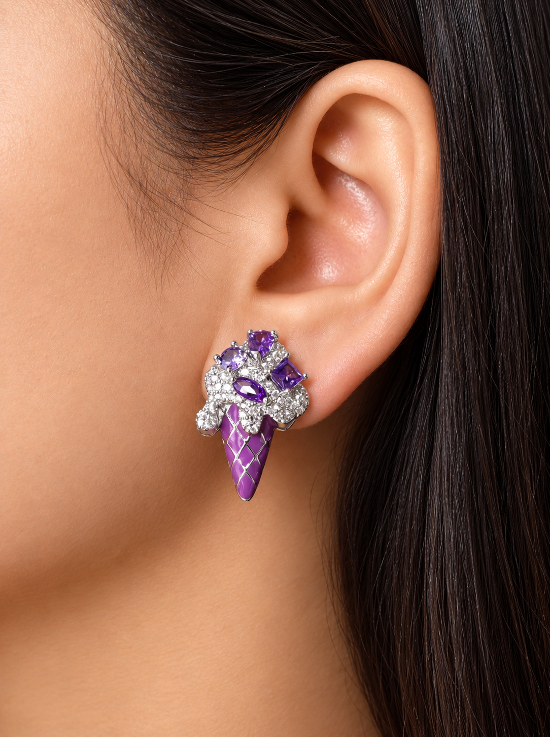 Amethyst Gelato Moissanite Studs